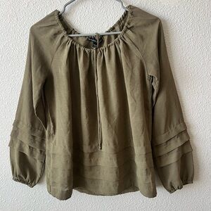 Long Sleeve Khaki Blouse